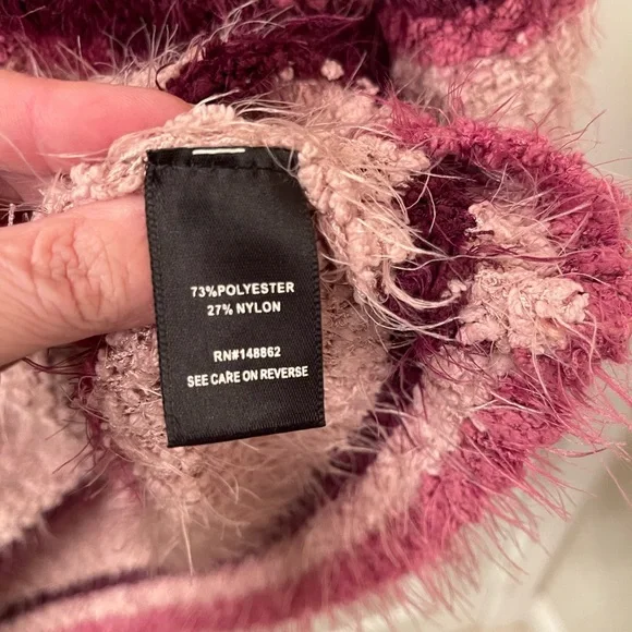 Torrid Pink Striped Fuzzy Drop Shoulder Sweater - Size 2 (18/20) - Picture 8 of 10